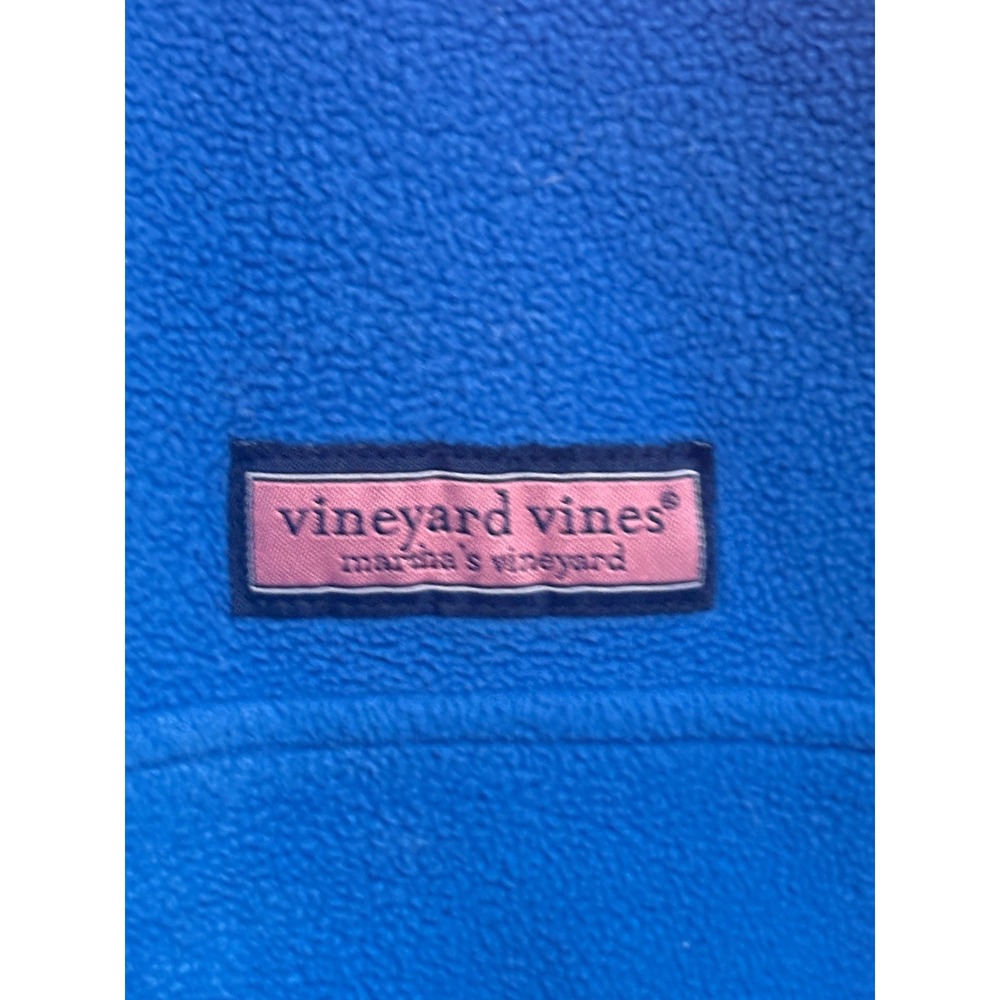 Vineyard Vines Mens Blue Red Colorblock Fleece 1/4 Zip Pullover Jacket Medium - Picture 3 of 8